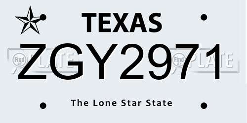 ZGY2971 Texas License Plate
