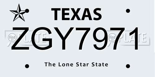 ZGY7971 Texas License Plate
