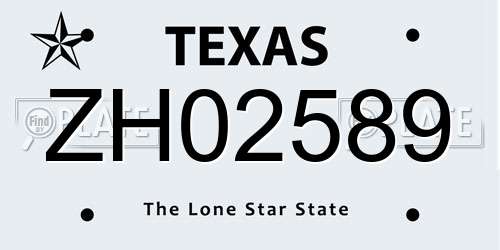 ZH02589 Texas License Plate