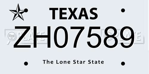 ZH07589 Texas License Plate