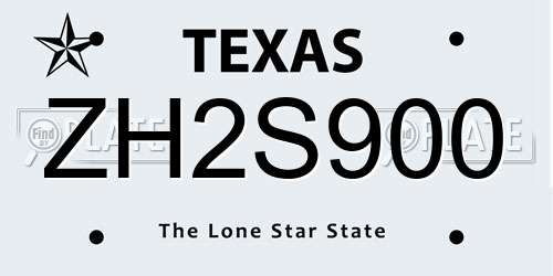 ZH2S900 Texas License Plate