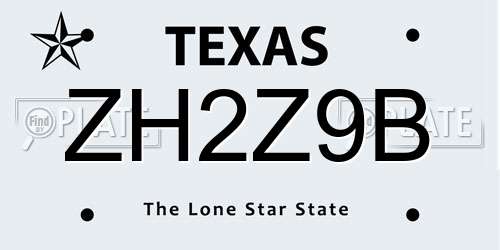 ZH2Z9B Texas License Plate