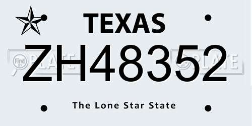 ZH48352 Texas License Plate