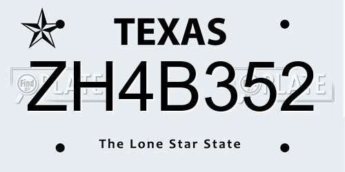 ZH4B352 Texas License Plate