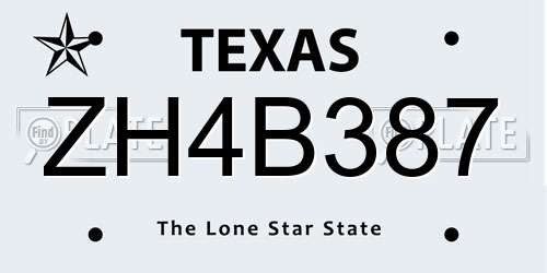 ZH4B387 Texas License Plate