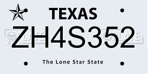 ZH4S352 Texas License Plate