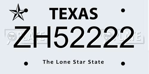 ZH52222 Texas License Plate