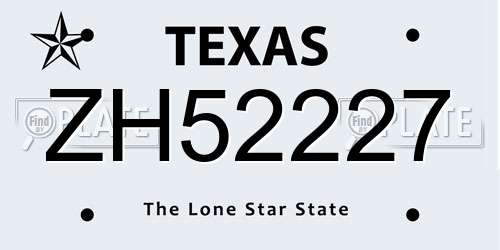 ZH52227 Texas License Plate