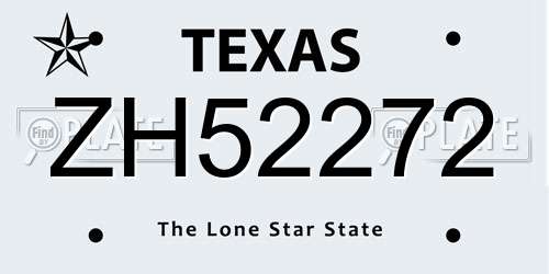 ZH52272 Texas License Plate
