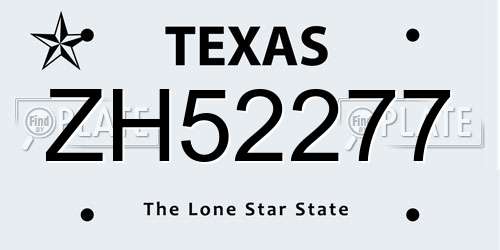 ZH52277 Texas License Plate