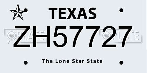 ZH57727 Texas License Plate