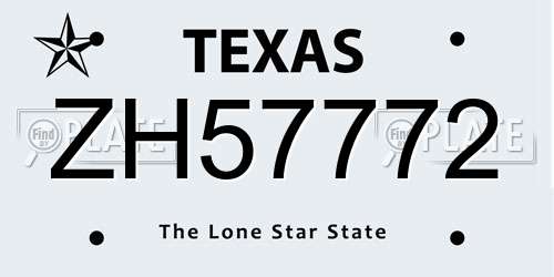 ZH57772 Texas License Plate