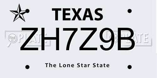 ZH7Z9B Texas License Plate