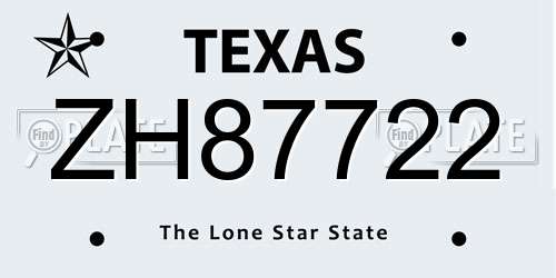ZH87722 Texas License Plate