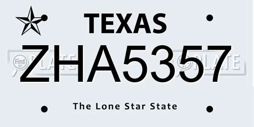 ZHA5357 Texas License Plate