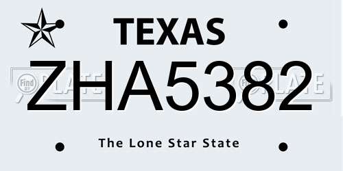 ZHA5382 Texas License Plate