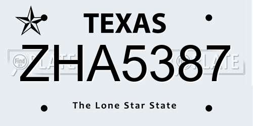 ZHA5387 Texas License Plate