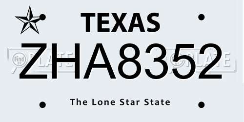 ZHA8352 Texas License Plate