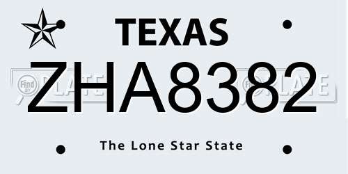 ZHA8382 Texas License Plate