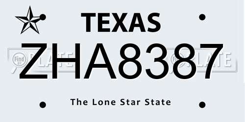 ZHA8387 Texas License Plate