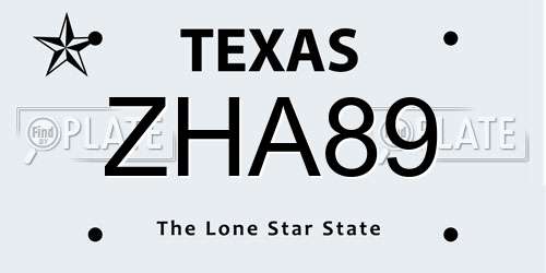 ZHA89 Texas License Plate