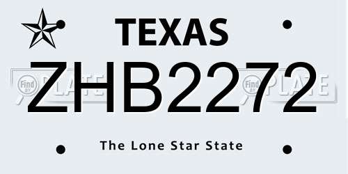 ZHB2272 Texas License Plate
