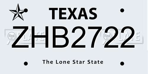 ZHB2722 Texas License Plate