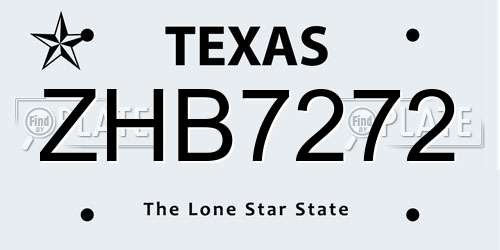 ZHB7272 Texas License Plate