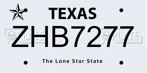 ZHB7277 Texas License Plate