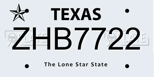 ZHB7722 Texas License Plate
