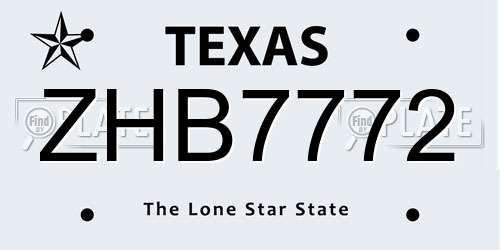 ZHB7772 Texas License Plate