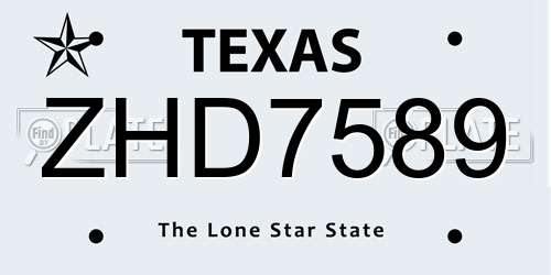 ZHD7589 Texas License Plate