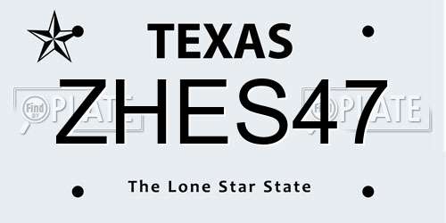 ZHES47 Texas License Plate