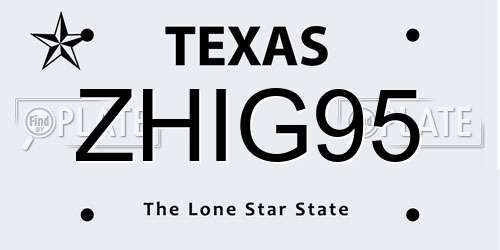 ZHIG95 Texas License Plate