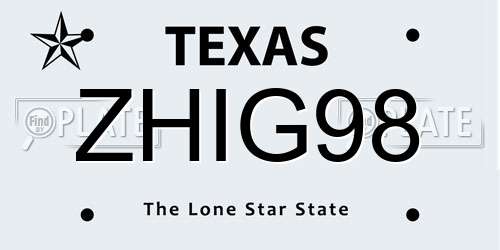 ZHIG98 Texas License Plate