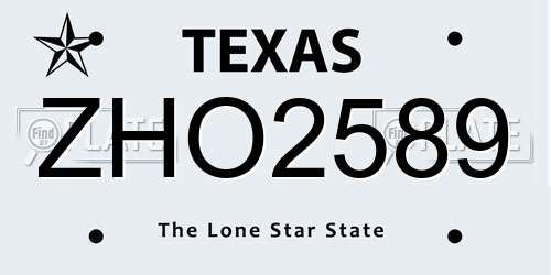 ZHO2589 Texas License Plate