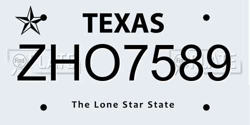 ZHO7589 Texas License Plate