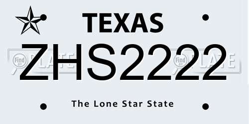 ZHS2222 Texas License Plate