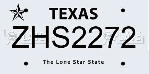 ZHS2272 Texas License Plate