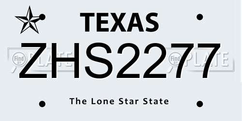 ZHS2277 Texas License Plate