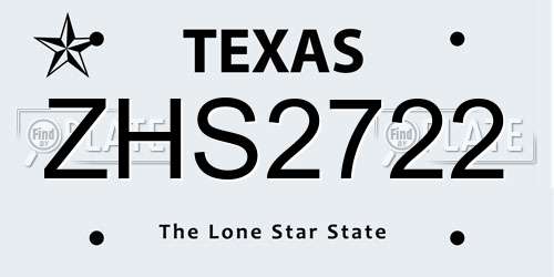 ZHS2722 Texas License Plate