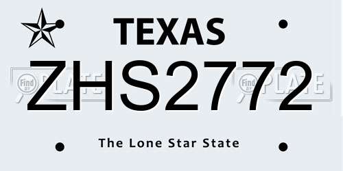 ZHS2772 Texas License Plate