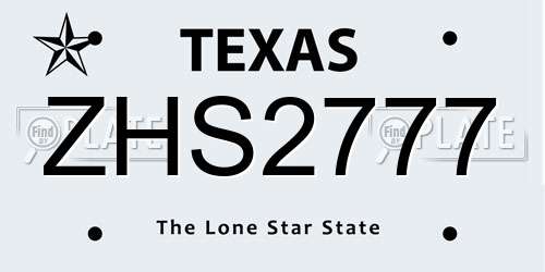 ZHS2777 Texas License Plate