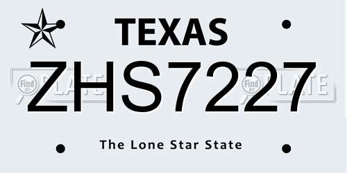 ZHS7227 Texas License Plate
