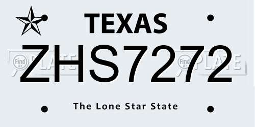 ZHS7272 Texas License Plate