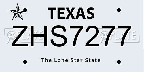 ZHS7277 Texas License Plate