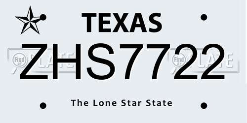 ZHS7722 Texas License Plate