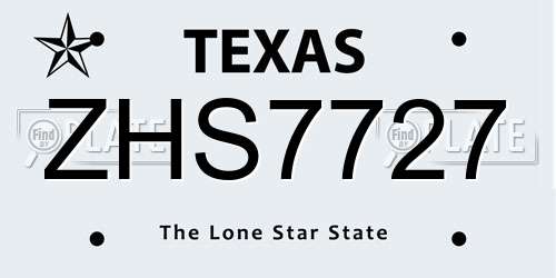 ZHS7727 Texas License Plate