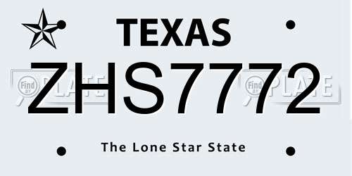 ZHS7772 Texas License Plate