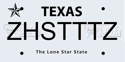 ZHSTTTZ Texas License Plate